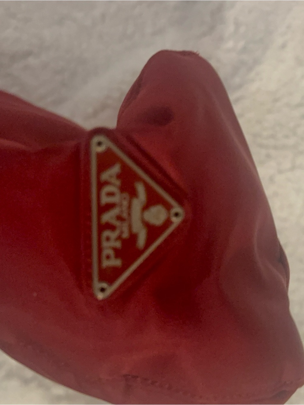 Prada Linea Rossa Red Nylon Acrylic Handle Shoulder Bag Vintage Made in Italy - Picture 4 of 8